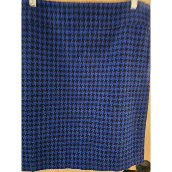 Ann Taylor Blue & Black Houndstooth Pencil Skirt Wool Blend whimsygoth chic - Picture 3 of 6